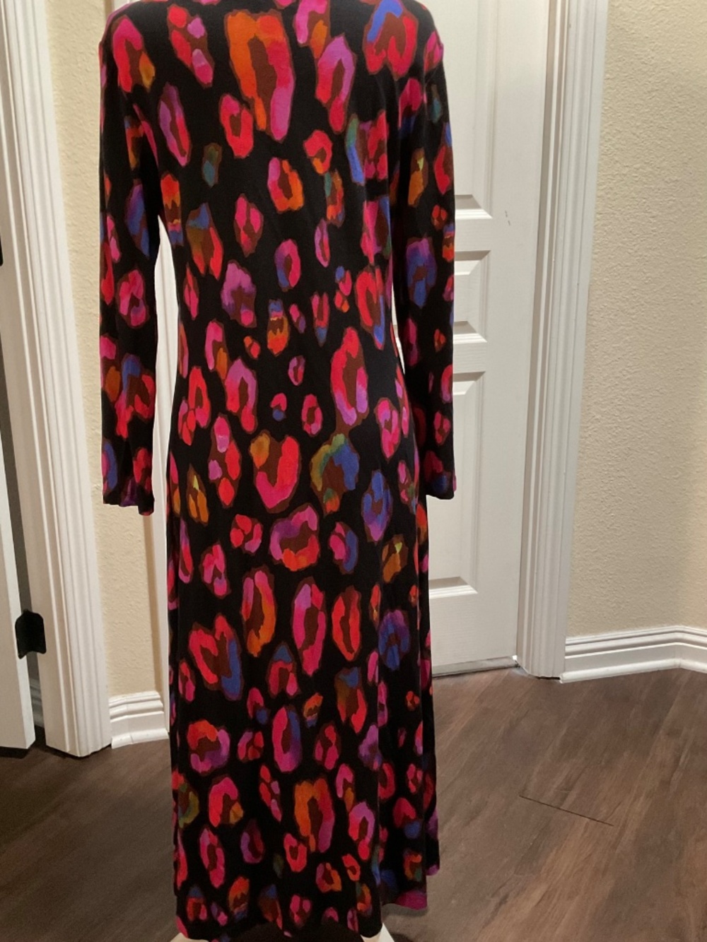 Farm Rio Black Iridescent Leopard Print Midi Dress XL - Picture 4 of 8